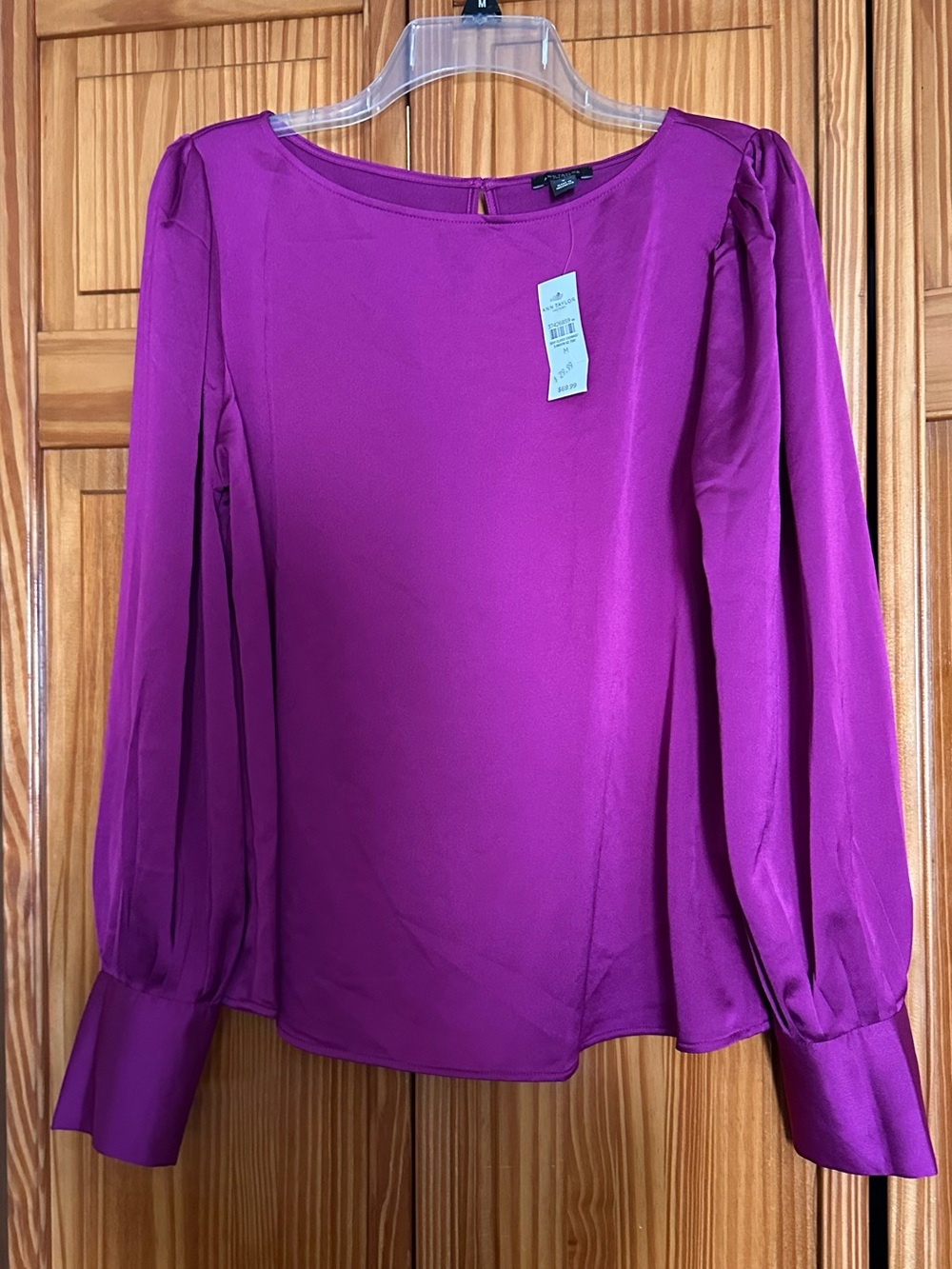NWT Ann Taylor Fuchsia Pink Satin Blouse – Size M - NWT